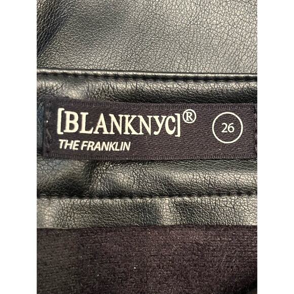 NWT [BLANKNYC] Women's Size 26 Black The Franklin Wide Leg Faux Leather Pants - Picture 2 of 8